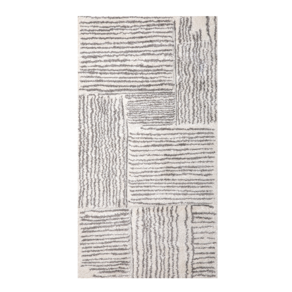 Oriental Weavers: Castro Curved Striped Carpet Rug; (80×150)cm, White/Grey 1