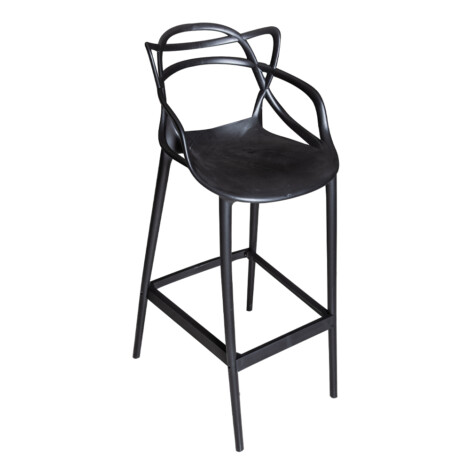 High Bar Chair With Back Rest; (51.5x49.5x108.5)cm, Black