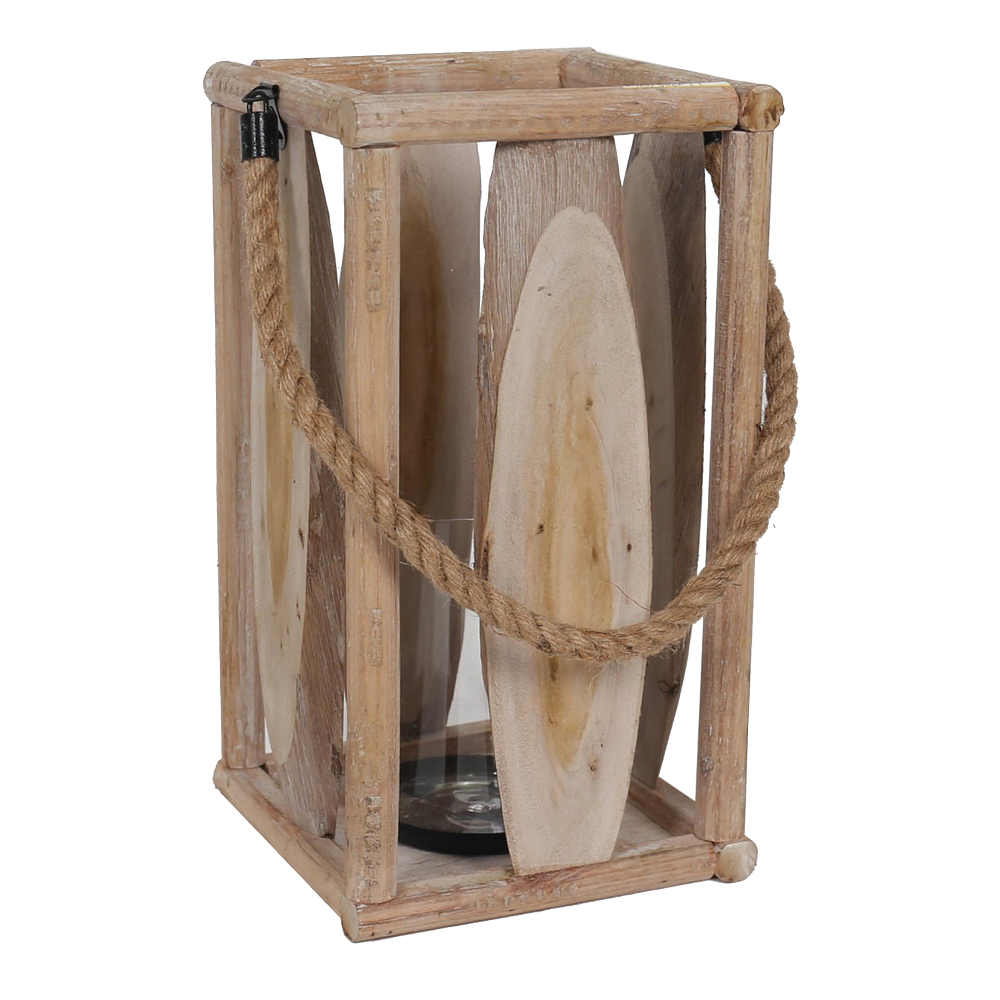 Home Broad: Wood Lantern; (19x19x36)cm 1