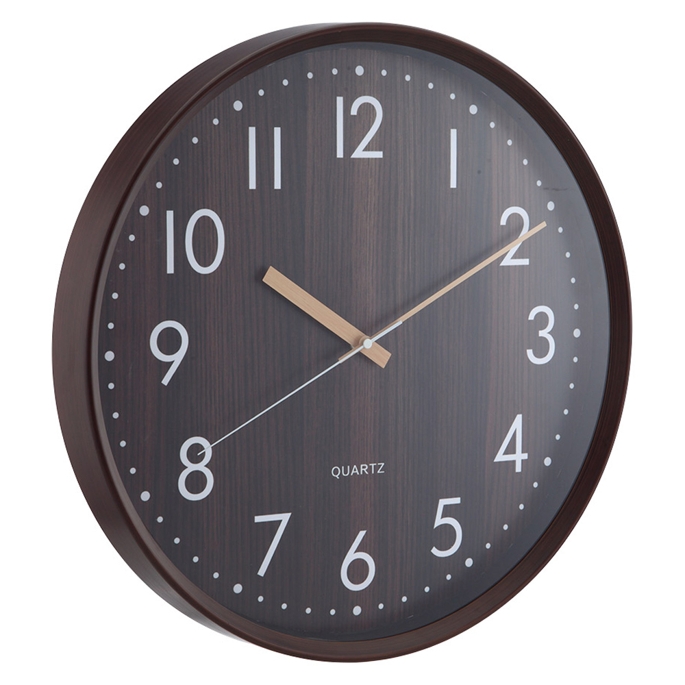 Darron Round Wall Clock; (44.8x44.8x5)cm,  Dark Brown