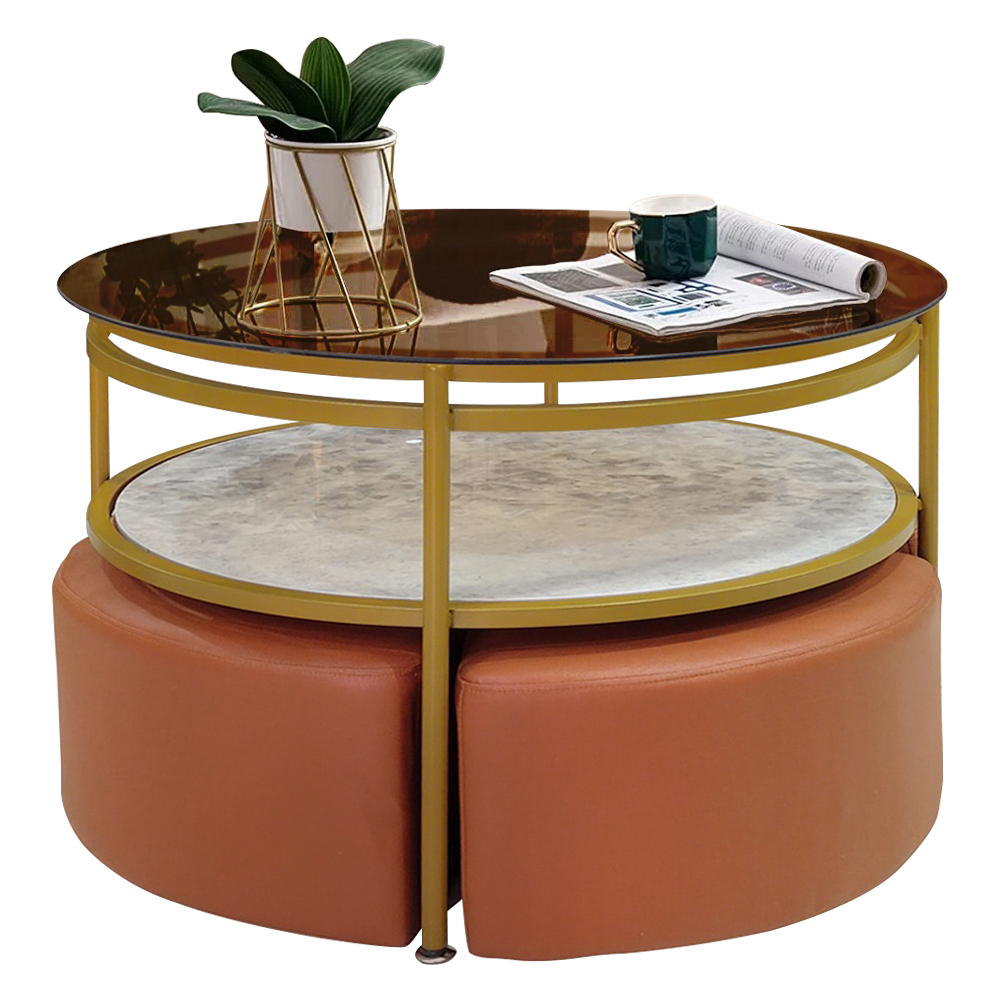 Round Coffee Table With Stool; (79.5x62)cm