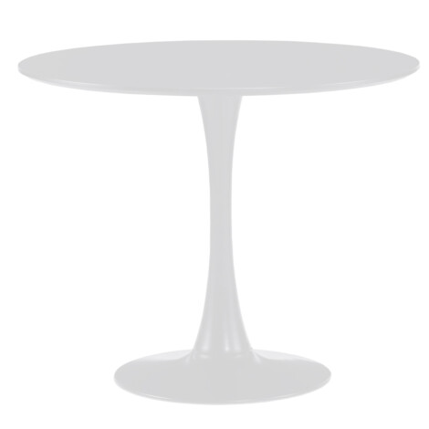 Round Wood Top Dining Table; ø90cm, White 1