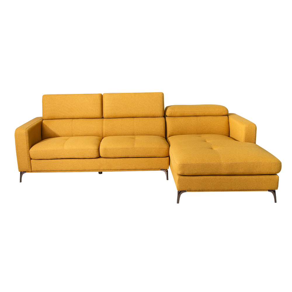 Houston Fabric Corner Sofa-3 Seater + Chaise, Left, Mustard