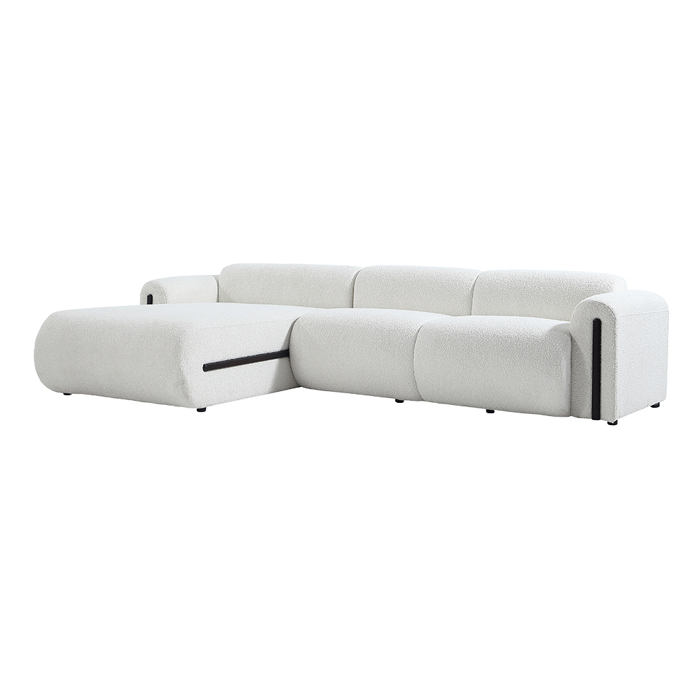 Fabric Corner Sofa With Chaise, White 1