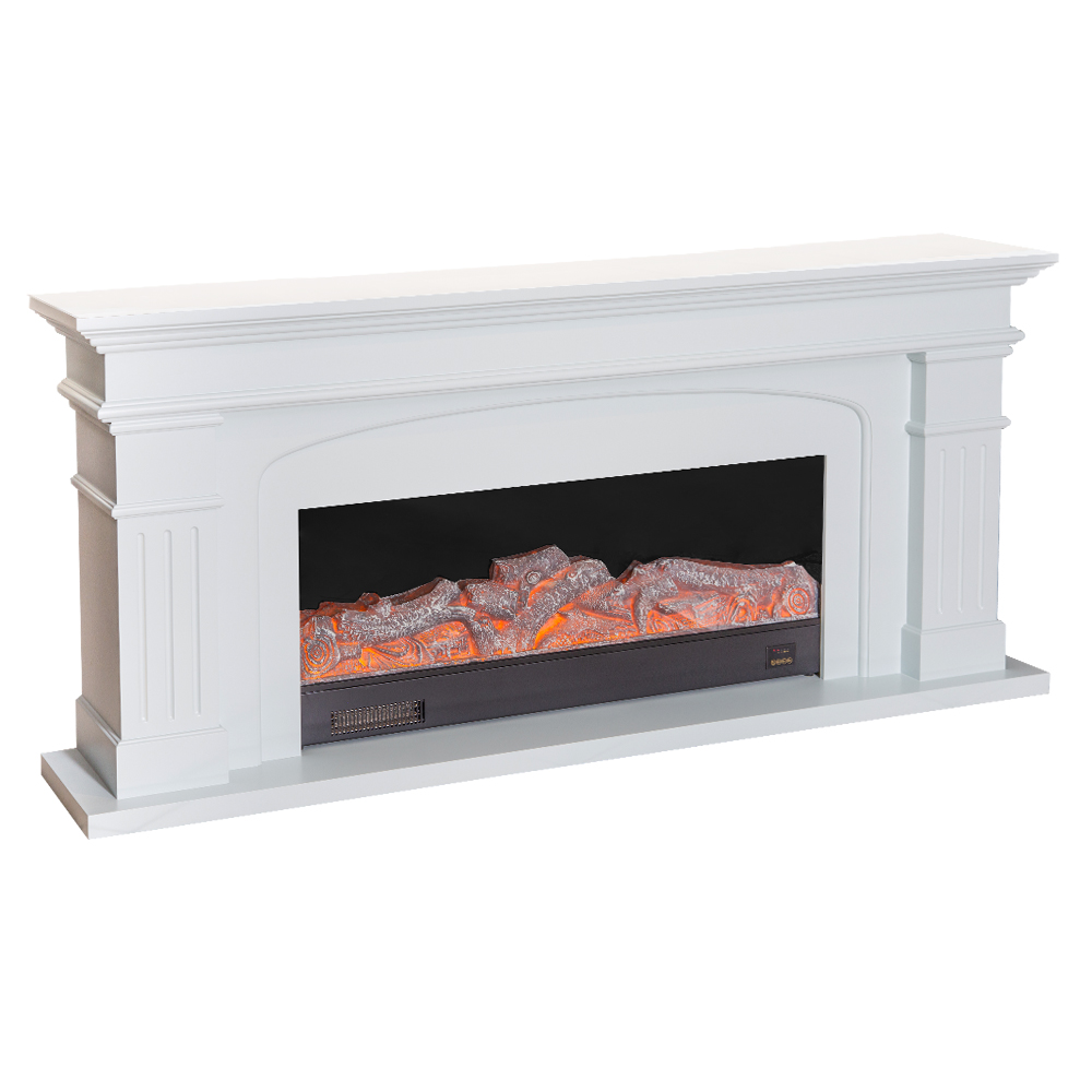 Decorative Fire Place + Heater; (200x32x90)cm, White