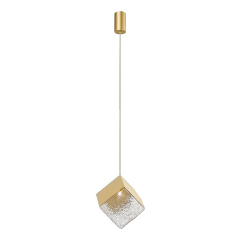 Ice Box Pendant Lamp With Gold/Clear Glass Shade (G9); (L21.5xW24xH46.5~156