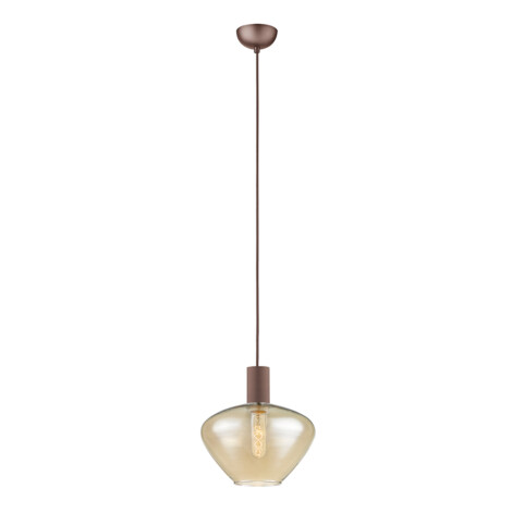 Pendant Lamp With Amber Glass Shade; (φ21xH37~147)cm, Matt Coffee (E27) 1