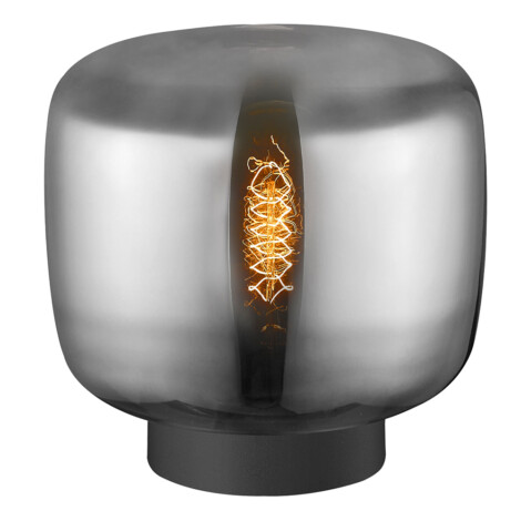 Table Lamp With Light Smoky Glass Shade; (φ20xH19)cm, Matt Black (E27) 1
