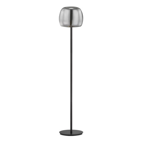 Floor Lamp With Light Smoky Glass Shade; (φ26xH136)cm, Matt Black (G9) 1