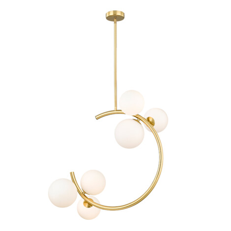 Pendant Lamp With Opal Glass Shade; (L54xW27xH73-134)cm, Brushed Brass (G9) 1