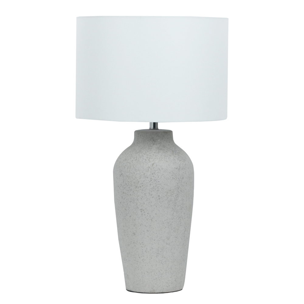 Ceramic/Fabric Table Lamp, Grey/Silver Dots With White Shade, E27 1