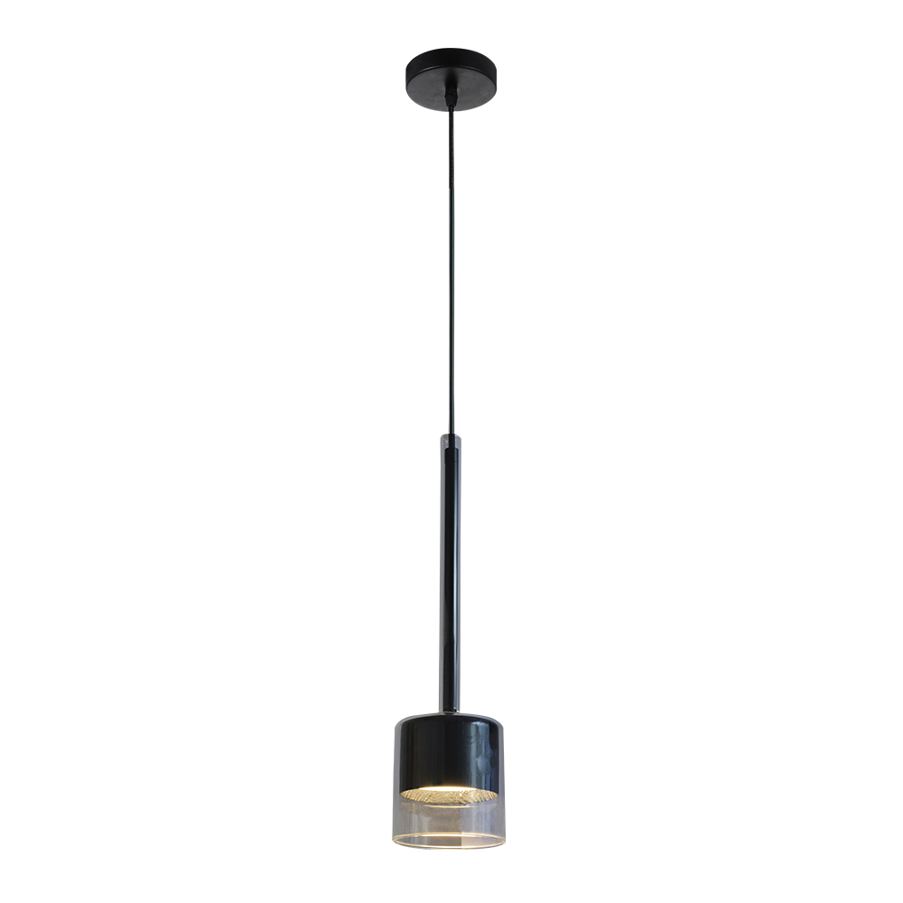 LED Pendant Lamp: Clear Glass/Black Wood Color, GU10 5W; (Ø95xH35)cm 1