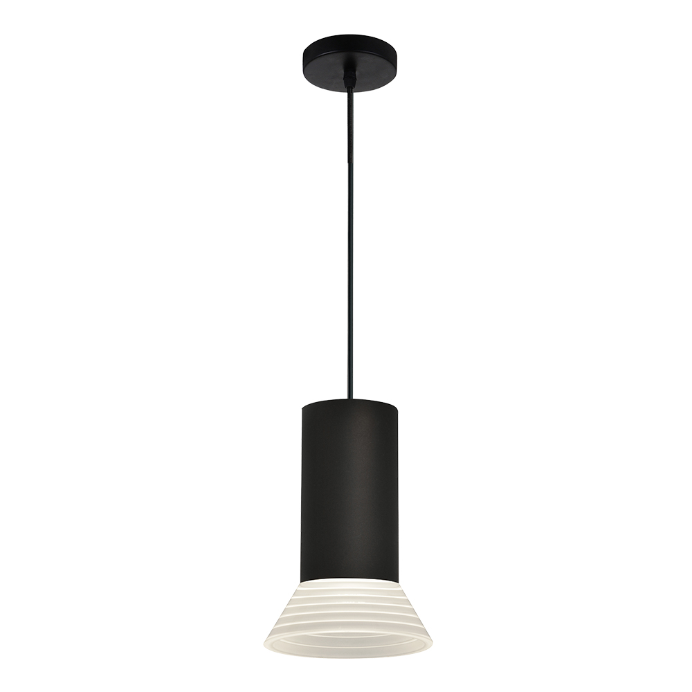 LED Pendant Lamp: Sand Black Aluminium/Frosted White Acrylic, GU10 5W; (Ø13