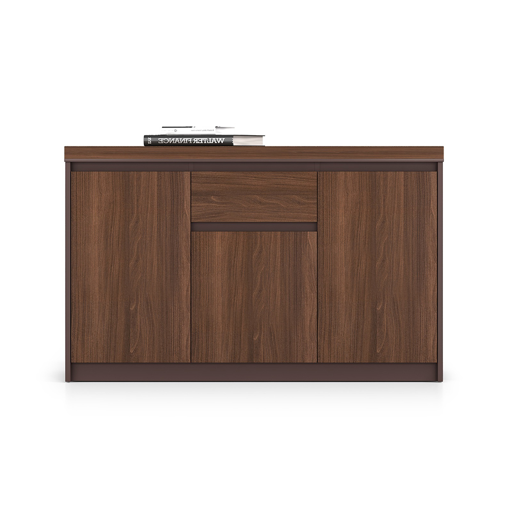 Office Filing Cabinet – Credenza-3 Doors, 1 Drawer; (120x40x75)cm, Brown Oak/Brown 1