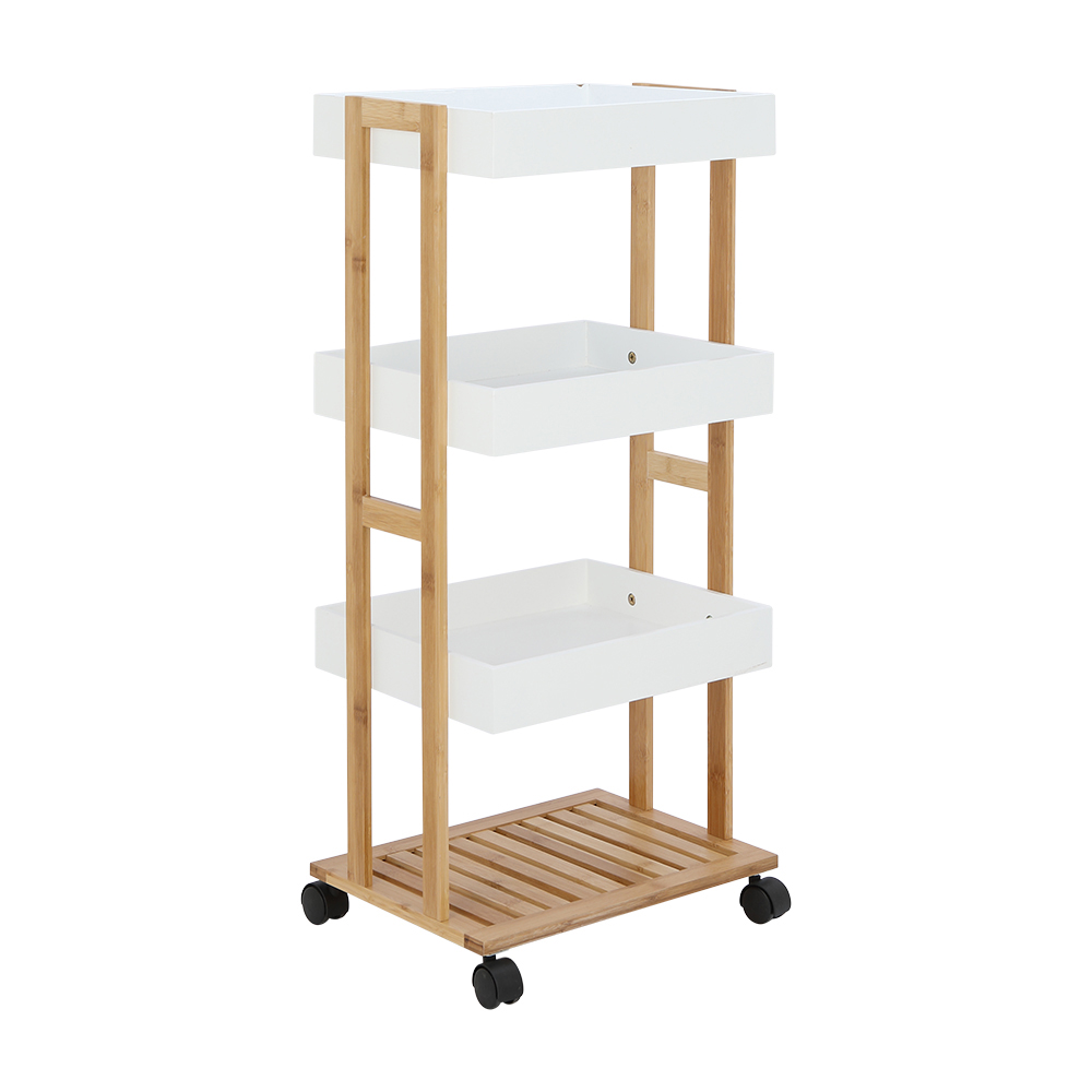 Homey 4-Tier Storage Cart/Trolley; (40x30x88)cm, White 1