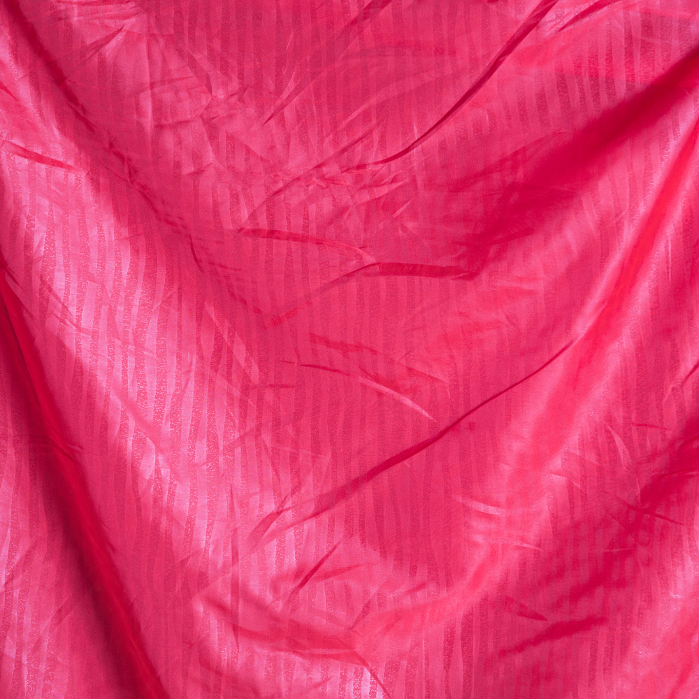 Fiji Collection : Embossed Striped Voile Fabric; 280cm, Pink 1