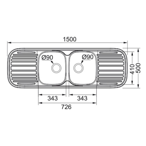 Franke Stainless Steel Kitchen Sink: DB/DD, (150x50)cm