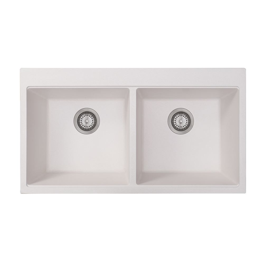 Composite Granite Inset Kitchen Sink Double Bowl-Single Drain; (116x50x20)cm, Gold Sand 1