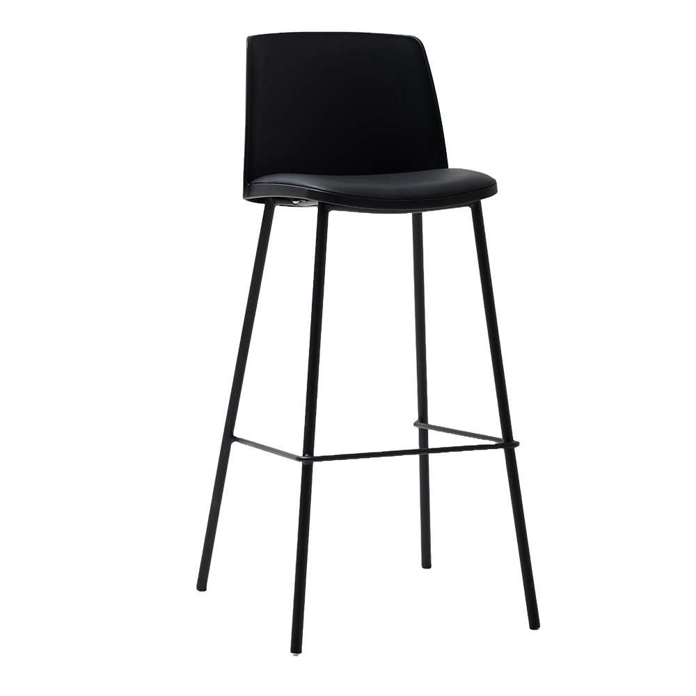 High Bar Chair With Metal Legs; H75cm, Black 1