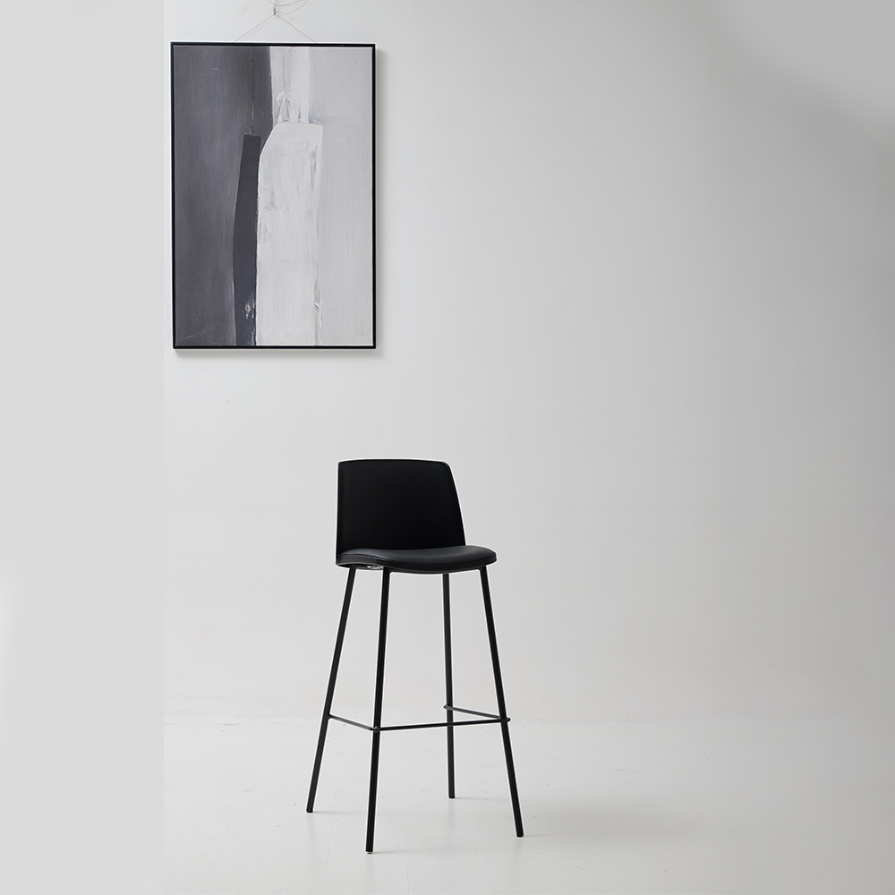 High Bar Chair With Metal Legs; H75cm, Black