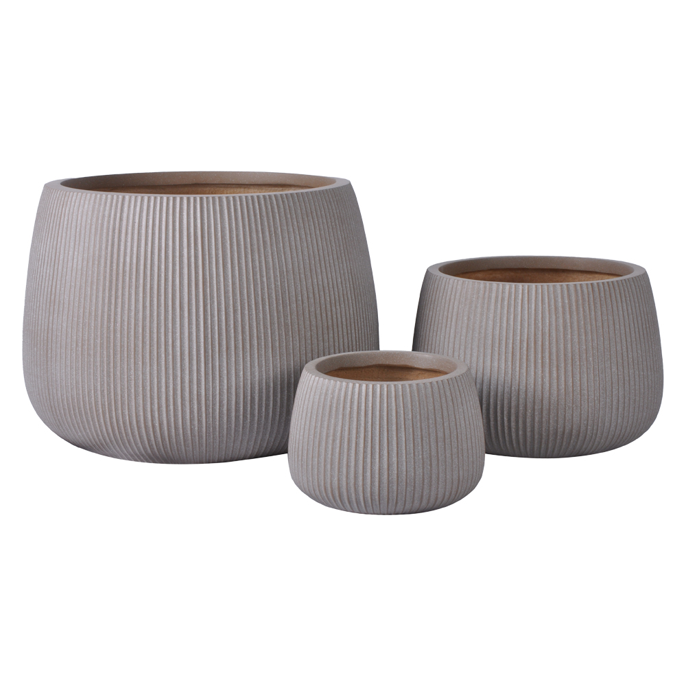 Fibre Clay Pot: Medium; (34.5x34.5x24)cm, Taupe