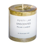 Scented pillar candle-Rustic Finish; 7.5cm, Gold