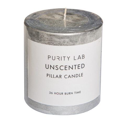 Scented pillar candle-Rustic Finish; 7.5cm, Silver