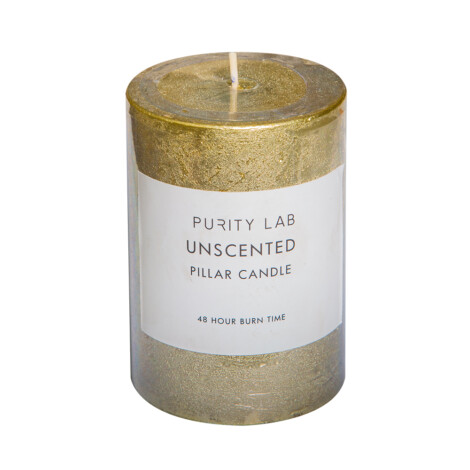Scented pillar candle-Rustic Finish; 10cm, Gold