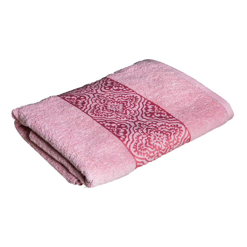 Bath Towel, Scroll Design; (70×140)cm, Tea Rose 1