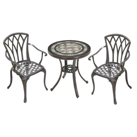 Garden Furniture Set: Outdoor Round Cast Iron Table + 2 Arm Chairs; (60×66)cm 1