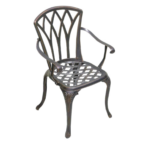 Garden Furniture Set: Outdoor Round Cast Iron Table + 2 Arm Chairs; (60x66)cm