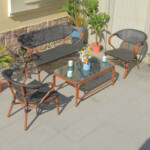 Garden Furniture Set: 5-Seater Sofa Set (3+1+1) + 1 Coffee Table; (100x55x43)cm