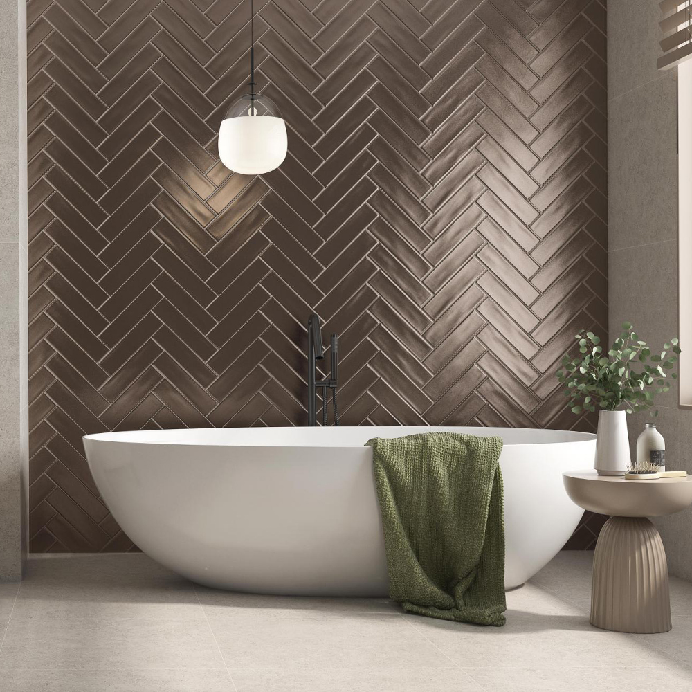 Aurea Ceramic Tile; (7.5x30.0), Bronze