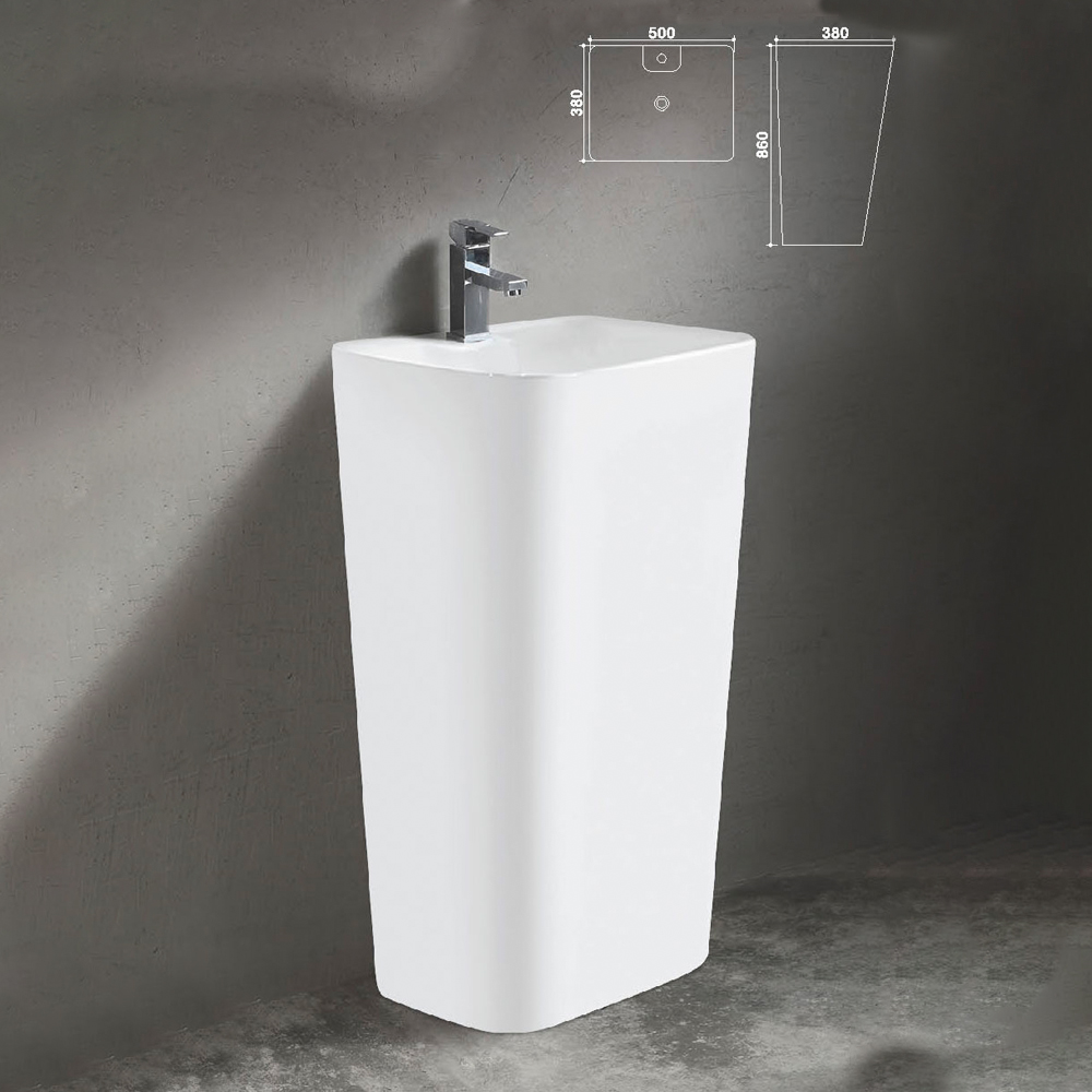 Tapis: Ceramic Freestanding Washbasin; (50x38x86)cm, White