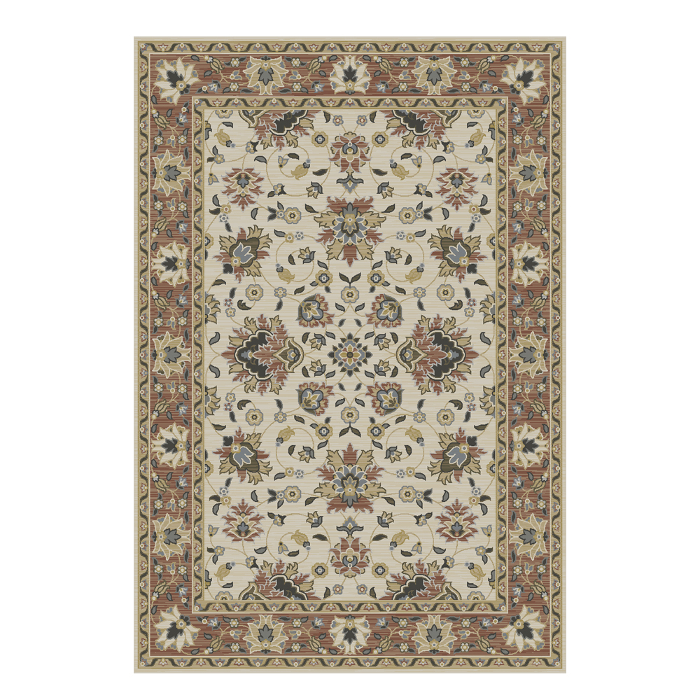 Oriental Weavers: Maharaja Bordered Floral Carpet Rug; (100×300)cm, Maroon/Cream 1