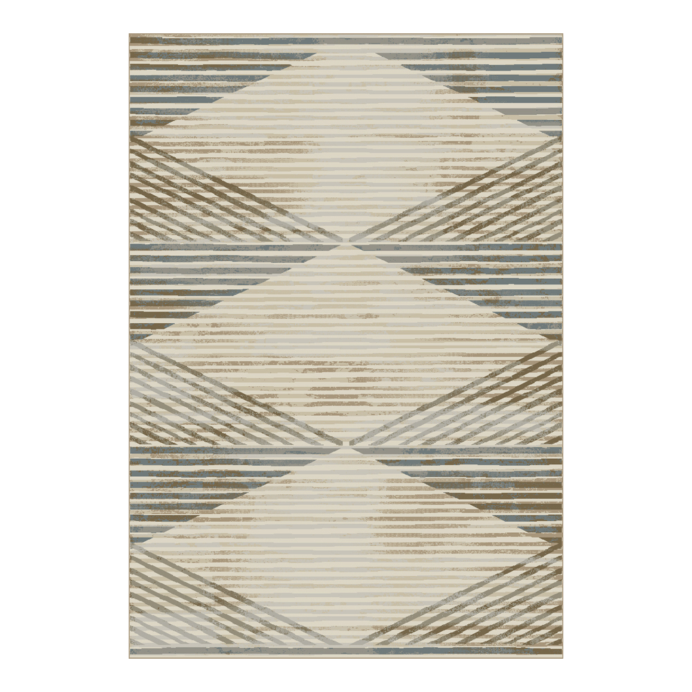 Oriental Weavers: Maharaja Diamond Stripe Carpet Rug; (100×300)cm, Cream/Grey 1