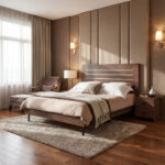 Single Bed; (130.8x211x120)cm+ 1 Night Stand, Brown