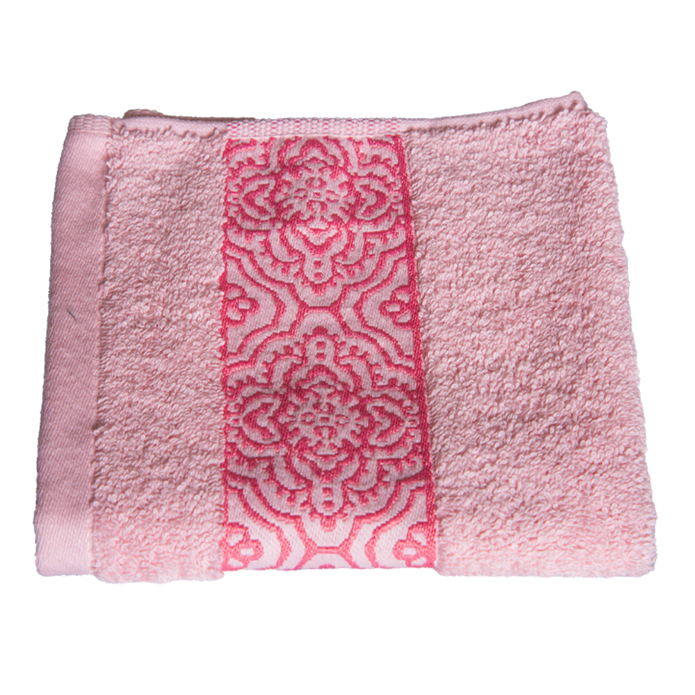 Face Towel, Scroll Design; (33x33)cm, Pink