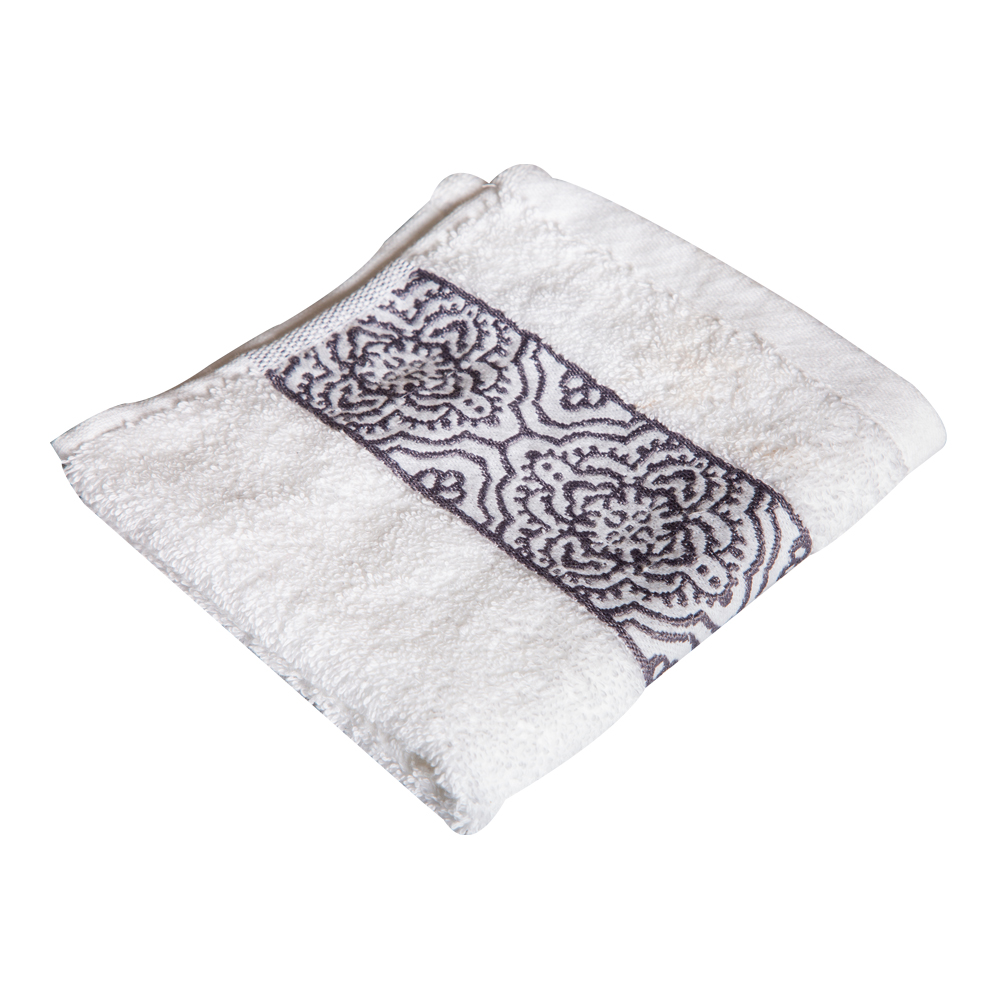 Face Towel, Scroll Design; (33×33)cm, White 1