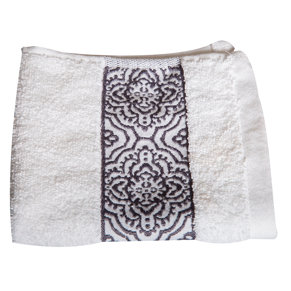 Face Towel, Scroll Design; (33x33)cm, White