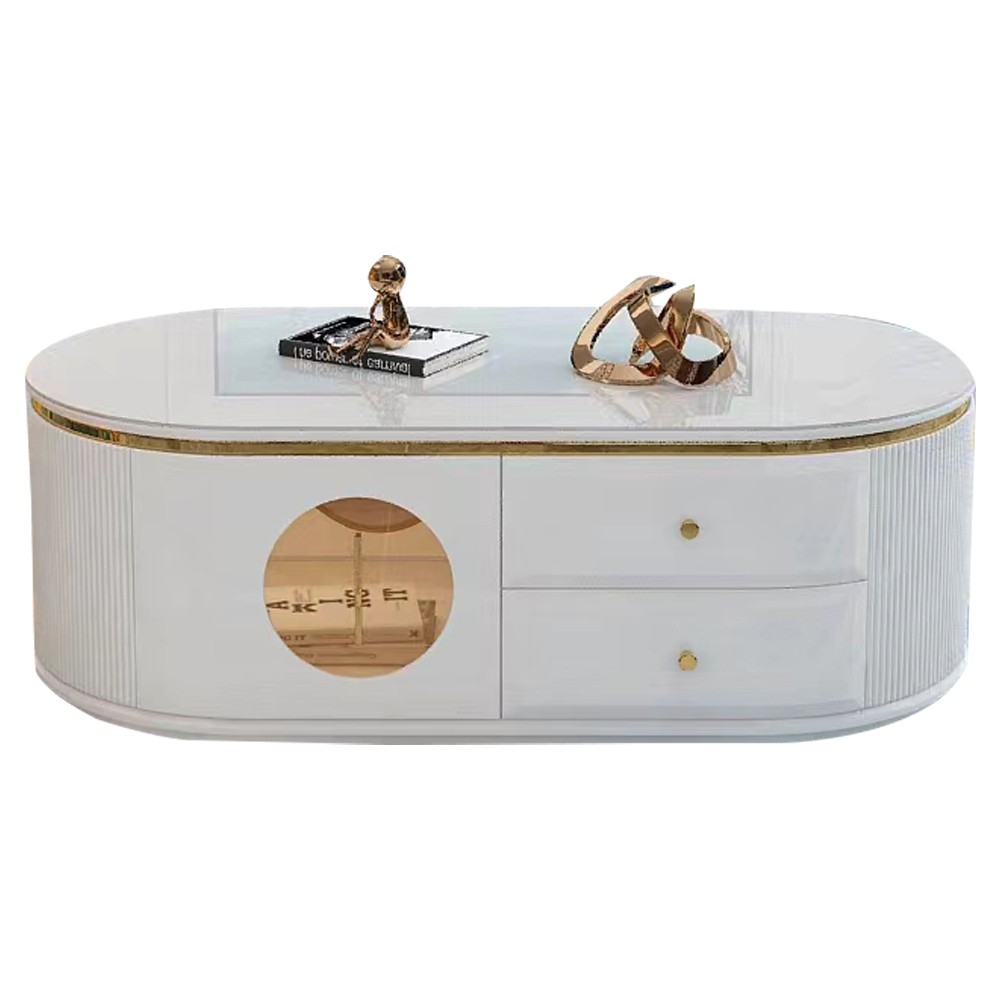 Coffee Table; (120x60x40)cm, White/Gold