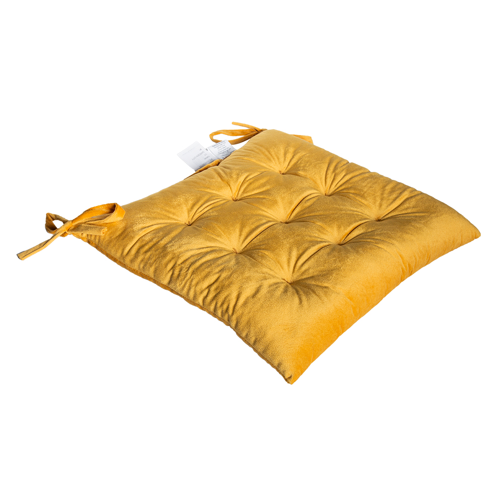 Domus: Velvet Chair Pad; (40x40+3)cm, Yellow