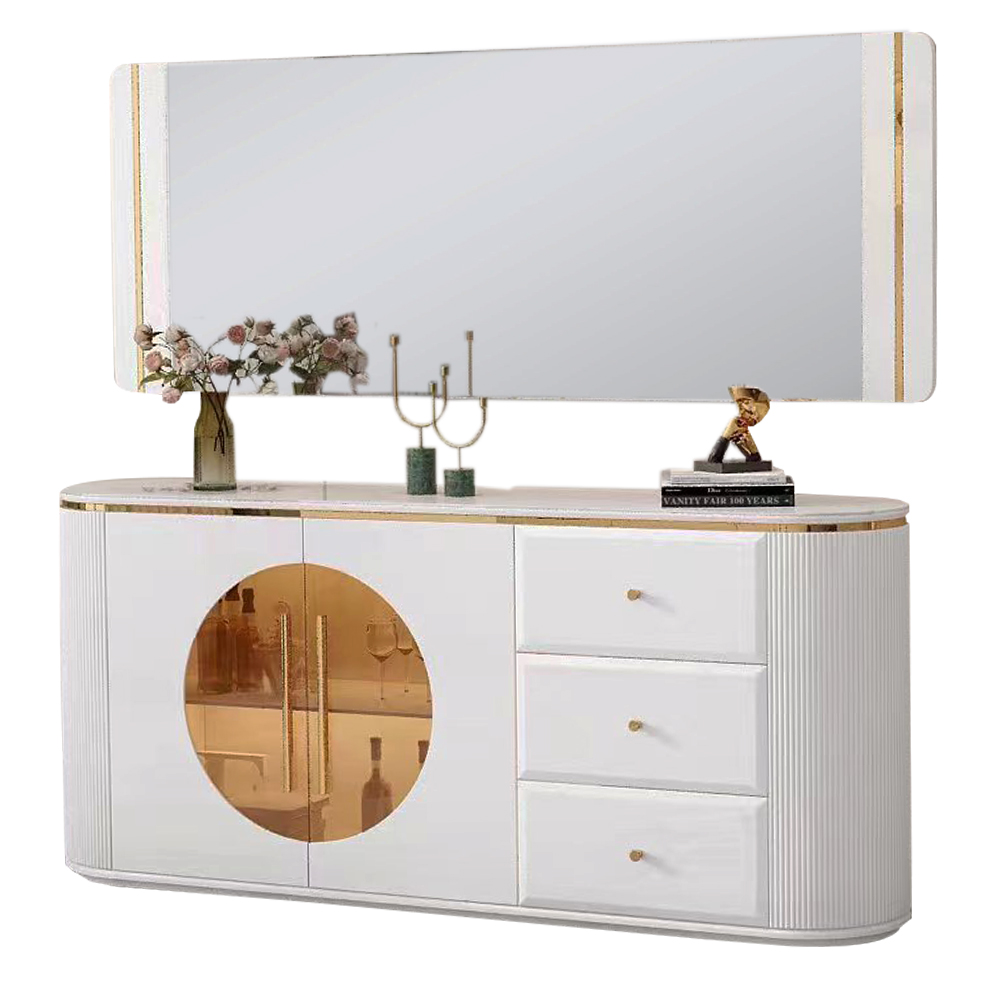 Dining Cabinet; (180x40x80)cm + Wall Mirror; (180×2