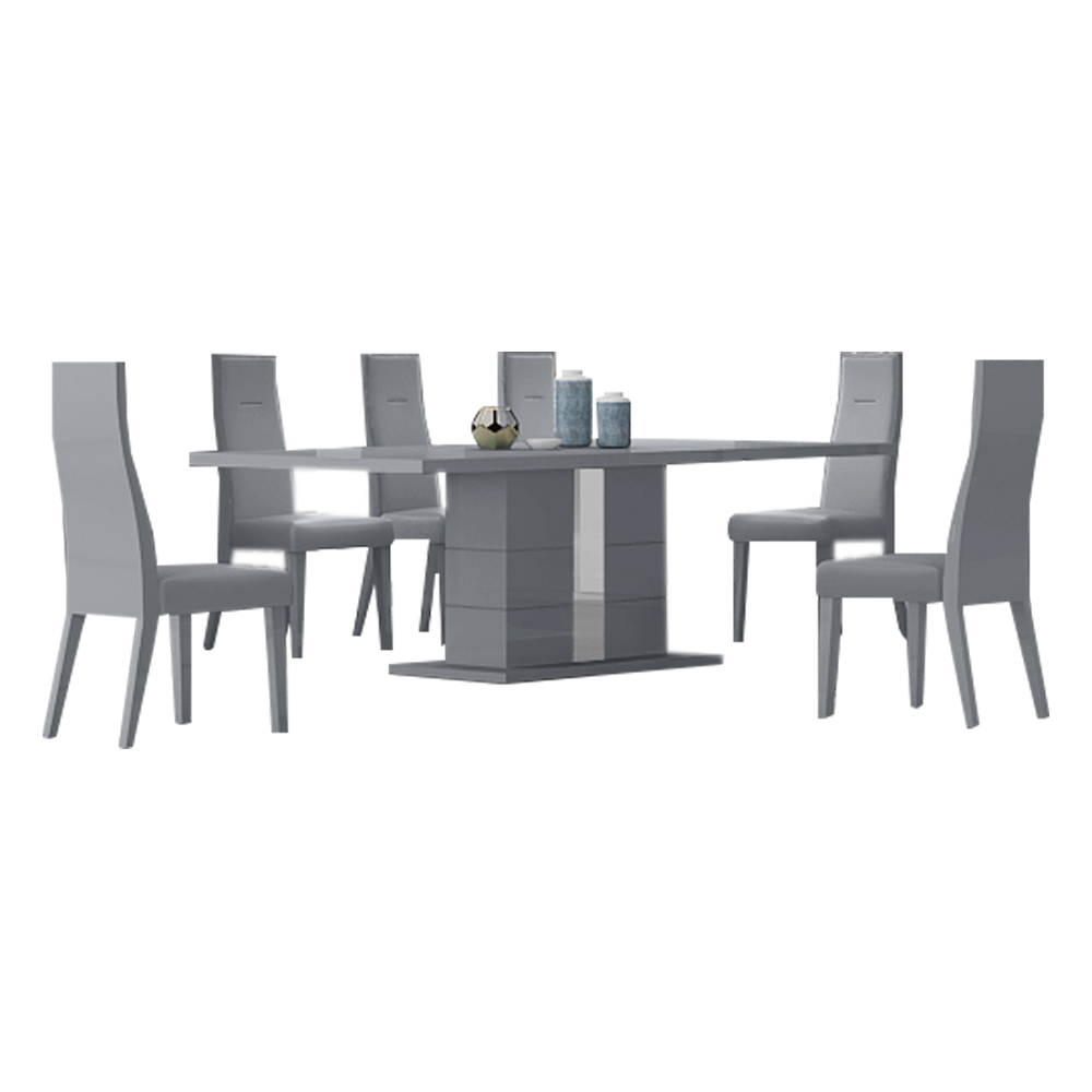 Dining Table + 8 Side Chairs; (230×110)cm, Grey 1