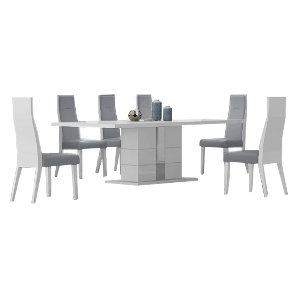 Dining Table + 8 Side Chairs; (230×110)cm, White 1