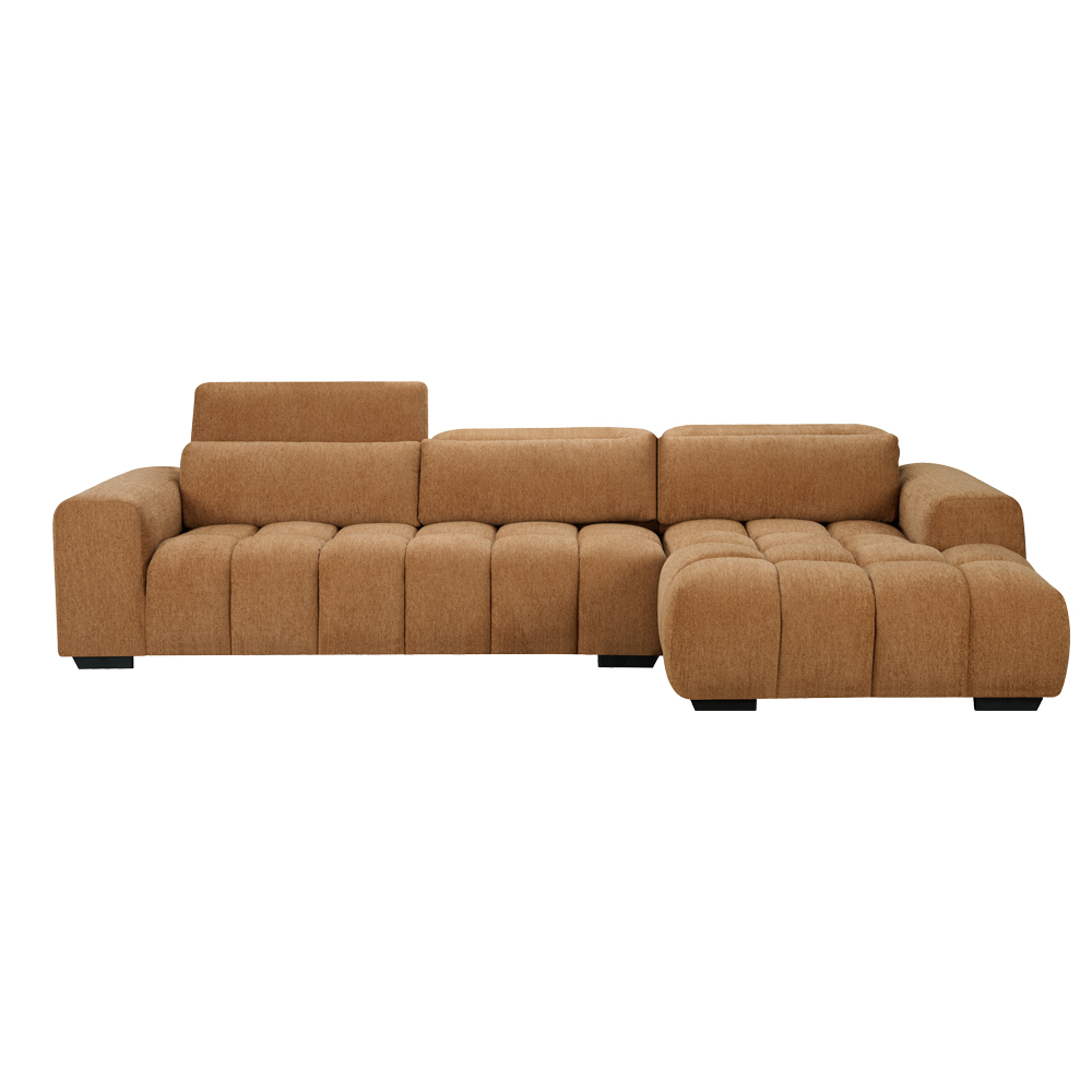 Fabric Corner Sofa-3 Seater + Chaise, Right, Orange 1