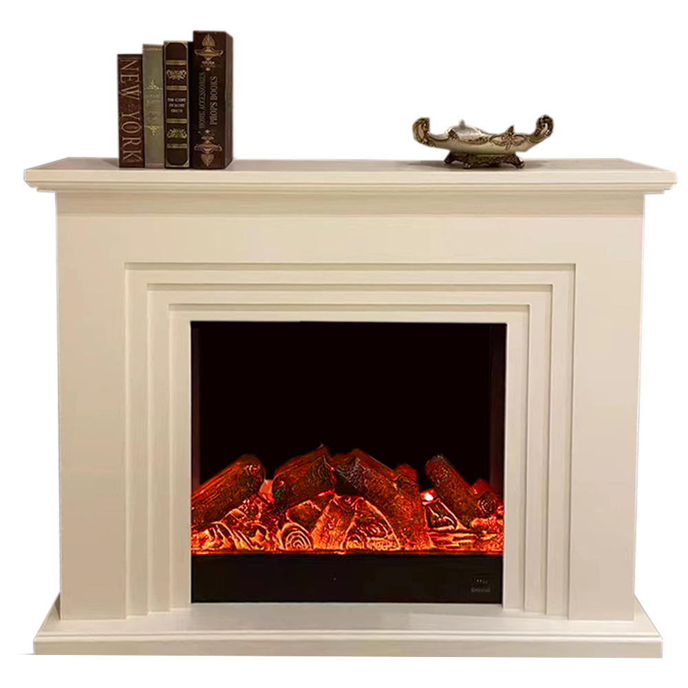 Decorative Fire Place + Heater; (150x32x110)cm, Ivory White 1