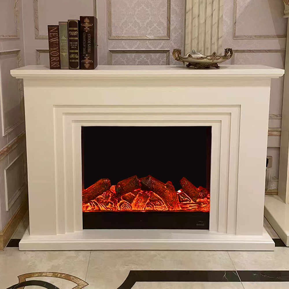 Decorative Fire Place + Heater; (150x32x110)cm, Ivory White