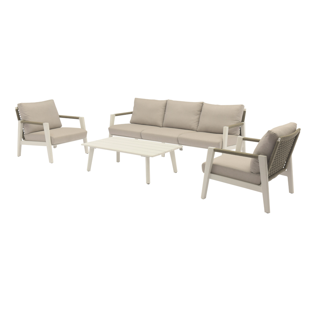 Garden Furniture Set; 5-Seater Sofa Set (3+1+1) + 1 Coffee Table (120x70x38)cm, White 1