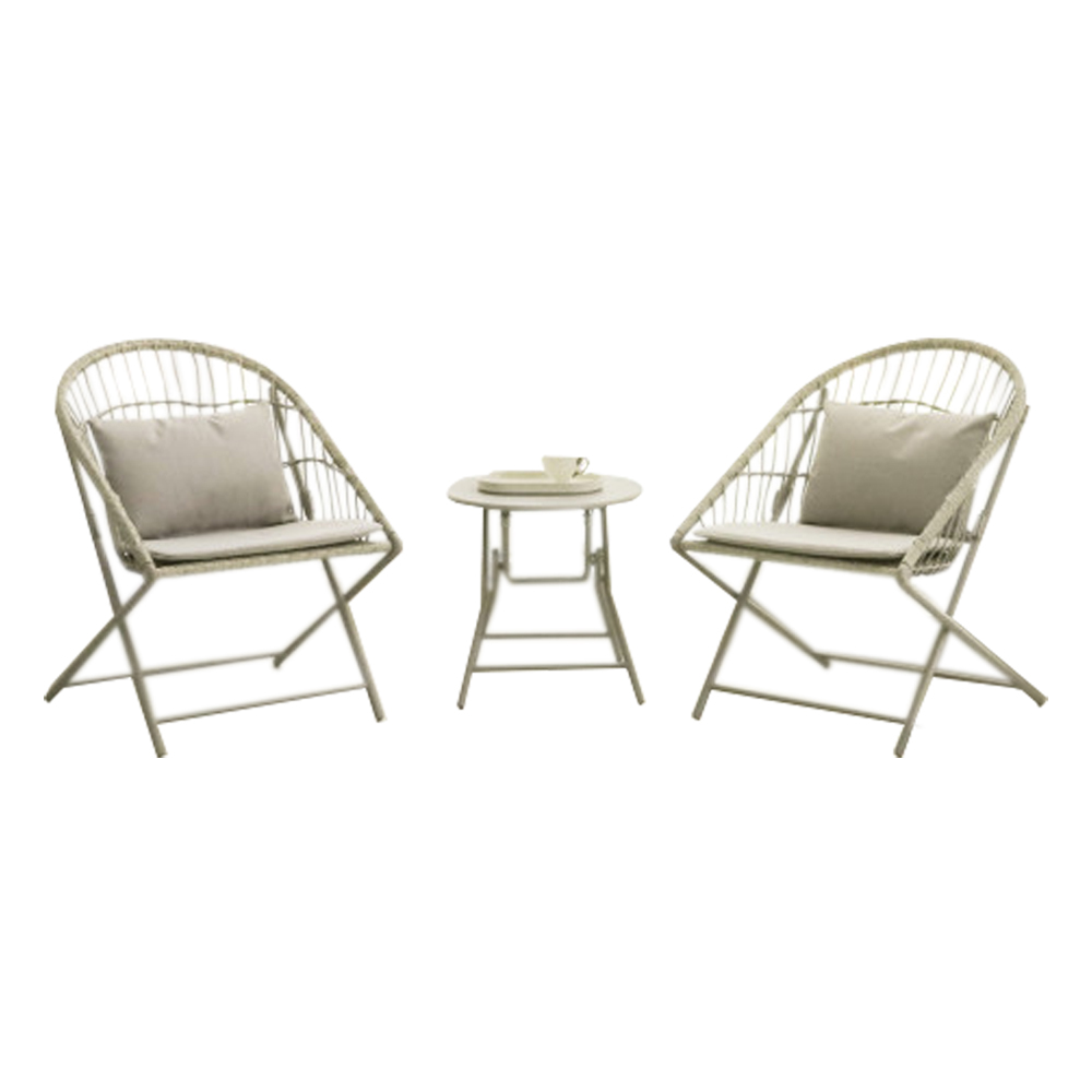 Garden Furniture Set; 2-Seater (1+1) + 1 Round Table; (45×44)cm, Grey 1